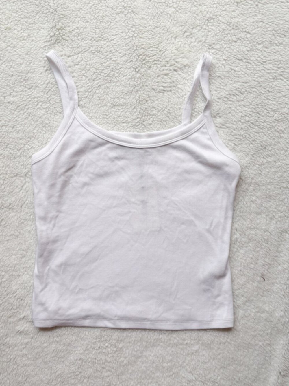 Aritzia White Ribbed Tank Top NWT Size Large